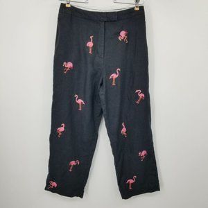 Deane & White Black 100% Linen Flamingo Pants‎ Size 10